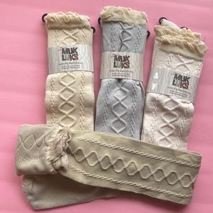 Muk Luks 4 pair over the knee socks - light gray, beige, cream, & light tan
